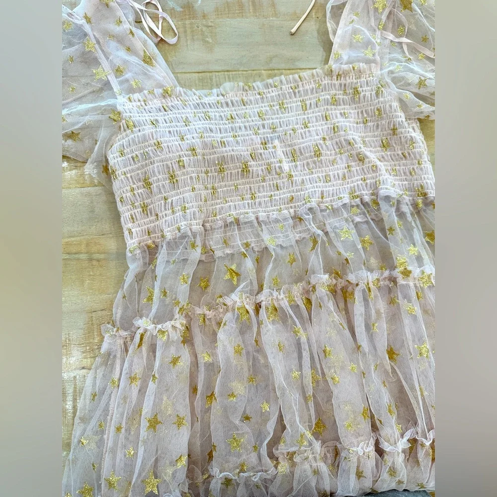 Free People Starbright Dress metallic gold bodice long tunic - Picture 5 of 16